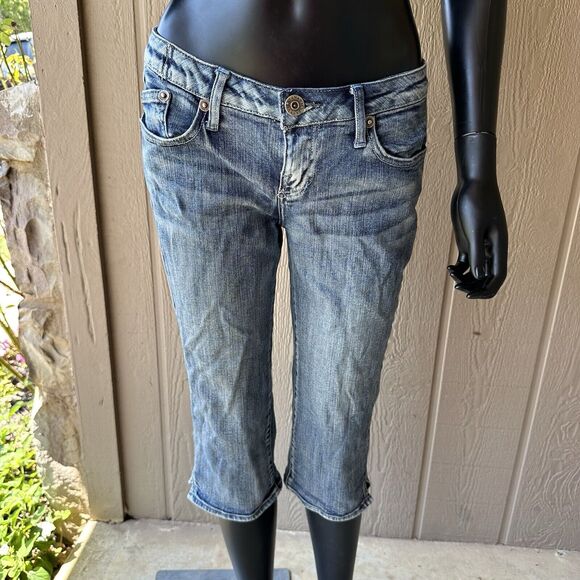 Vintage Y2K Zana Di Capris Juniors Size 9 Light Wash‎ Wide Leg Low Rise Bling - Picture 1 of 9